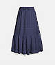COACH®,STRIPE TIERED SKIRT,cotton,NAVY,Front View