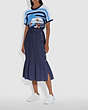 COACH®,STRIPE TIERED SKIRT,cotton,NAVY,Scale View
