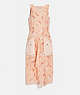 COACH®,APPLE PRINT LONG DRESS WITH SNAP POCKETS,cotton,PEACH,Front View