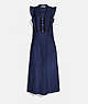 COACH®,BRODERIE ANGLAISE MAXI DRESS,cotton,NAVY,Front View