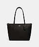 COACH®,ZIP TOP TOTE,Leather,Large,Everyday,Gold/Black,Front View