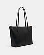 COACH®,ZIP TOP TOTE,Leather,Large,Everyday,Gold/Black,Angle View