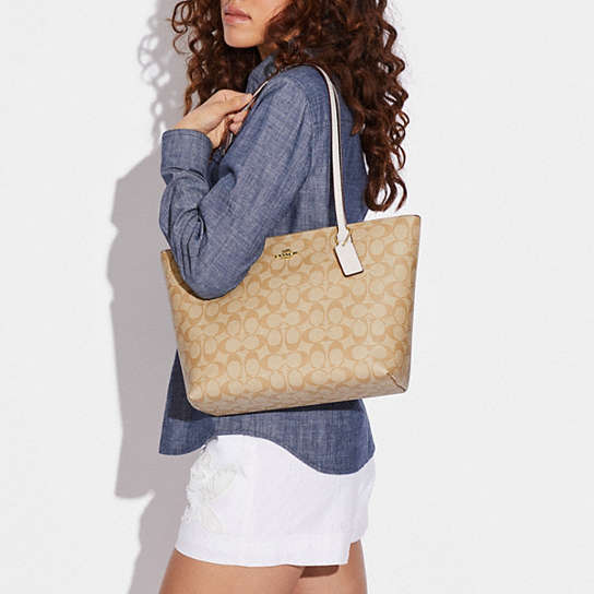 COACH® Outlet | Zip Top Tote In Signature Canvas