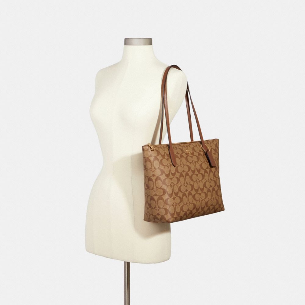 Coach, Bags, Coach Zip Top Tote In Signature Canvas