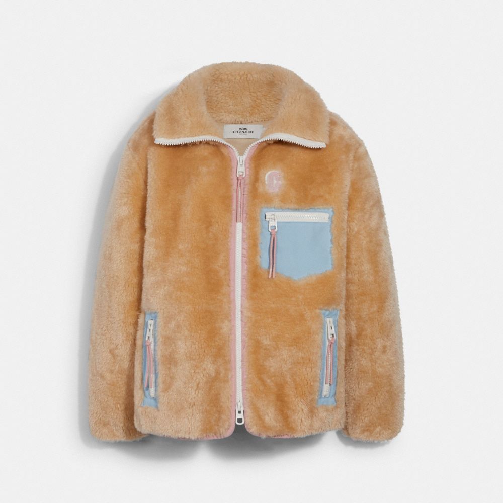 COACH® Outlet | Solid Sherpa Zip Up Jacket