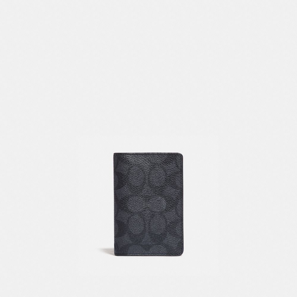 Coach Card Wallet In Signature Canvas In Color<lsn_delimiter>charcoal/black