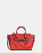 COACH®,COACH SWAGGER 15 IN PEBBLE LEATHER,Leather,Mini,Dark Gunmetal/Deep Coral,Front View
