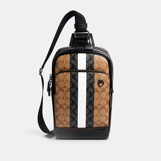 COACH® Outlet | Graham Pack In Blocked Signature Canvas With Varsity Stripe