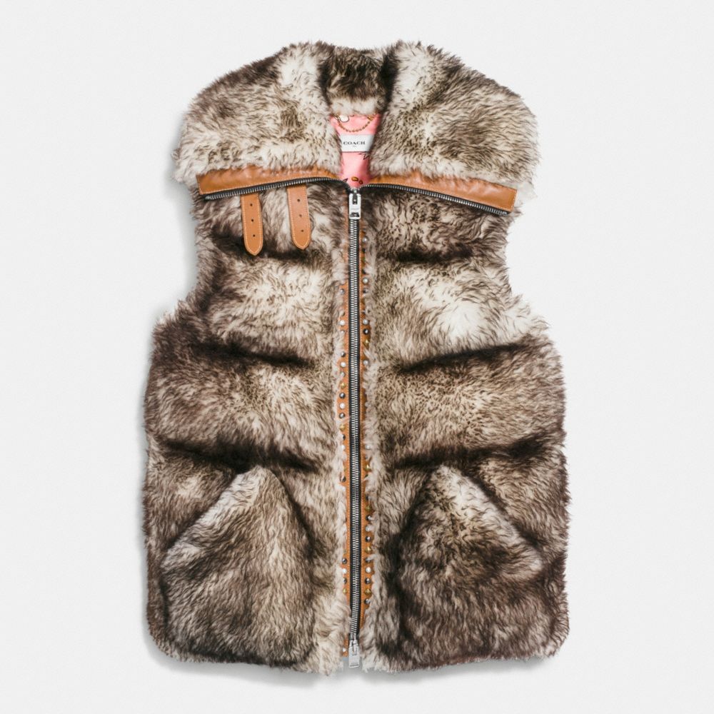 Long Shearling Puffer Vest | COACH®