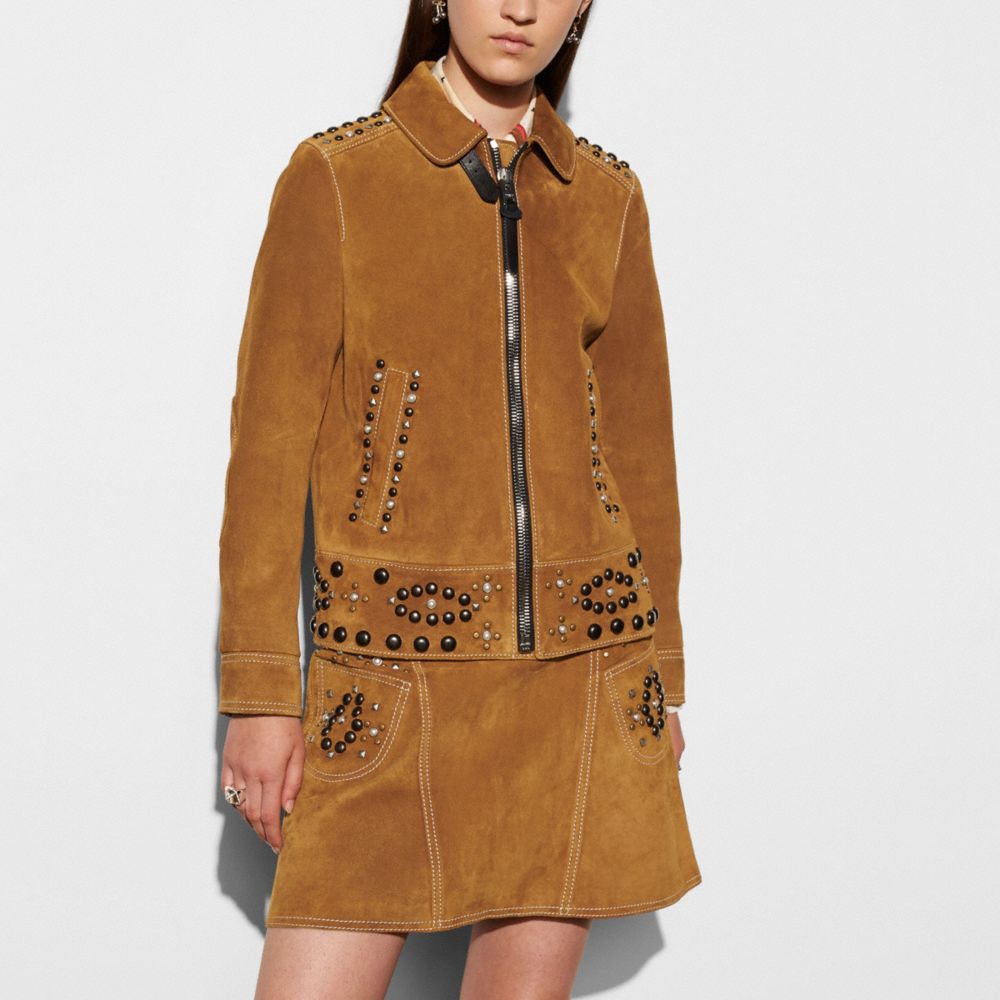 COACH®: Suede Jacket With Studs