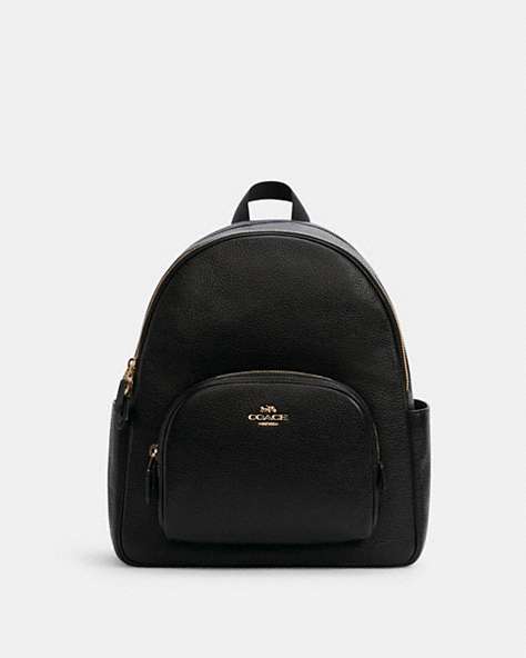 COACH®,COURT BACKPACK,Pebbled Leather,Large,Gold/Black,Front View