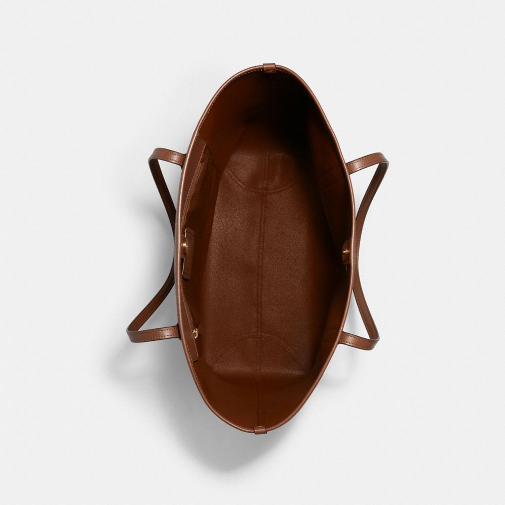 COACH®,City Tote Bag In Signature Canvas,Leather,Canvas,Tote,PVC,Logo,Gold Metal,Work,Multi Color,Inside View,Top View