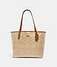 COACH®,CITY TOTE IN SIGNATURE CANVAS,pvc,Large,Everyday,Gold/Lt Khaki/Lt Saddle,Front View