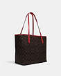 COACH®,CITY TOTE IN SIGNATURE CANVAS,pvc,Large,Everyday,Gold/Brown 1941 Red,Angle View