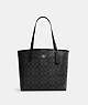 COACH®,CITY TOTE IN SIGNATURE CANVAS,pvc,Large,Everyday,Silver/Graphite/Black,Front View