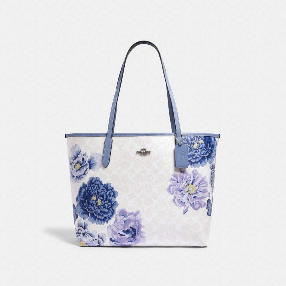 COACH® Outlet | City Tote In Signature Canvas With Kaffe Fassett Print