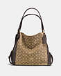 COACH®,EDIE SHOULDER BAG 31 IN SIGNATURE JACQUARD,Leather,Large,Khaki/Brown/Light Gold,Front View