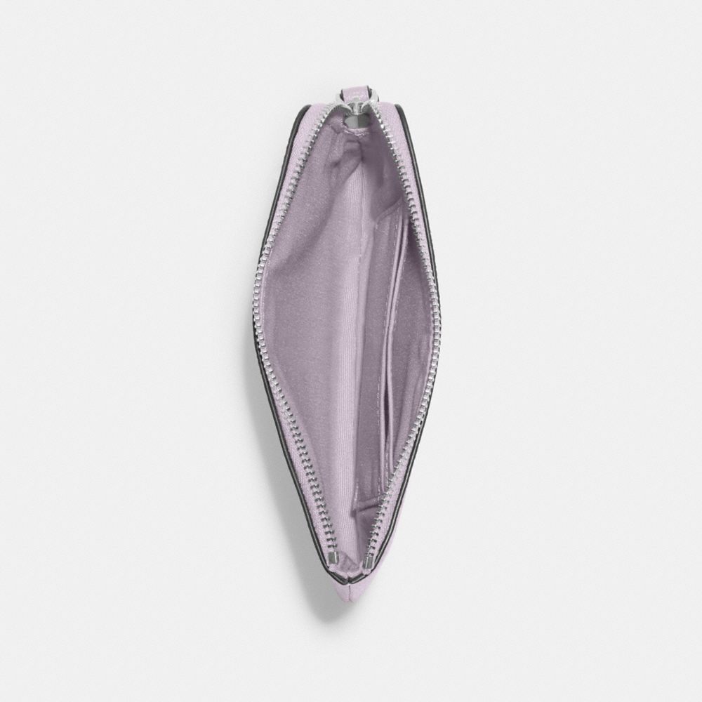 COACH®,Corner Zip Wristlet,Leather,Pouch,Wristlet,Color Block,Logo,Embossed,Gold Metal,Casual,,Inside View,Top View