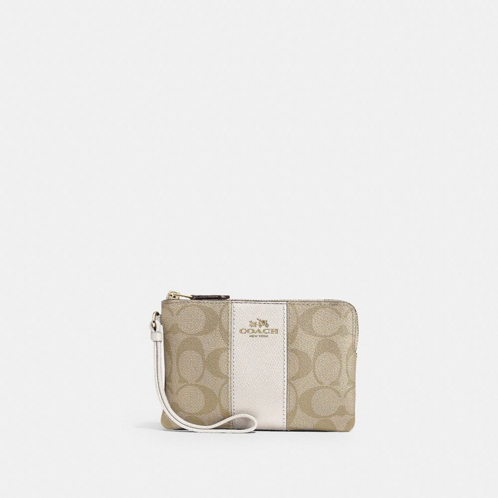 Coach Outlet Boxed Corner Zip Wristlet In Signature Canvas in