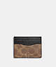 COACH®,SLIM ID CARD CASE IN SIGNATURE CANVAS,Gunmetal/Tan,Front View