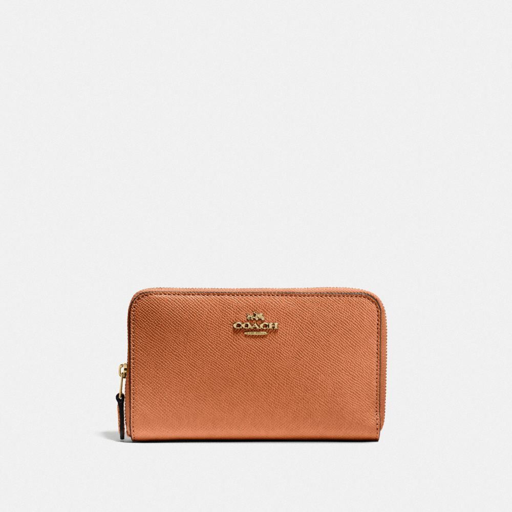 Coach Medium Id Zip Wallet In Brass/canyon