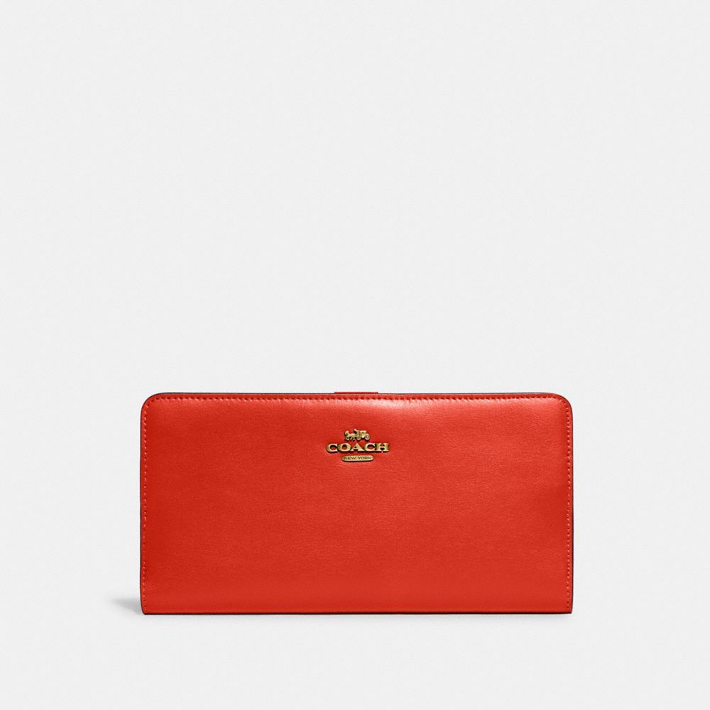 Coach Skinny Wallet In Color<lsn_delimiter>brass/red Orange