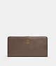 COACH®,SKINNY WALLET,Calf Leather,Mini,Brass/Dark Stone,Front View