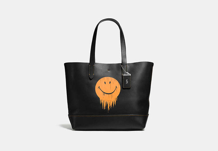 Gotham Tote In Glove Calf Leather With Gnarly Face Print