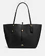 COACH®,MARKET TOTE,Pebbled Leather,Large,Black/True Red/Light Gold,Front View