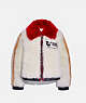 COACH®,DISNEY MICKEY MOUSE X KEITH HARING SHEARLING JACKET,Shearling,Cream,Front View