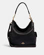COACH®,PENNIE SHOULDER BAG,Pebbled Leather,Large,Gold/Black,Front View