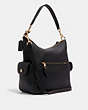 COACH®,PENNIE SHOULDER BAG,Pebbled Leather,Large,Gold/Black,Angle View
