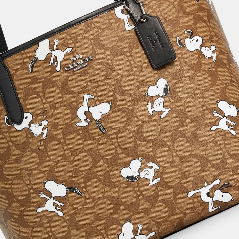 COACH® Outlet Coach X Peanuts City Tote In Signature Canvas With Snoopy Print