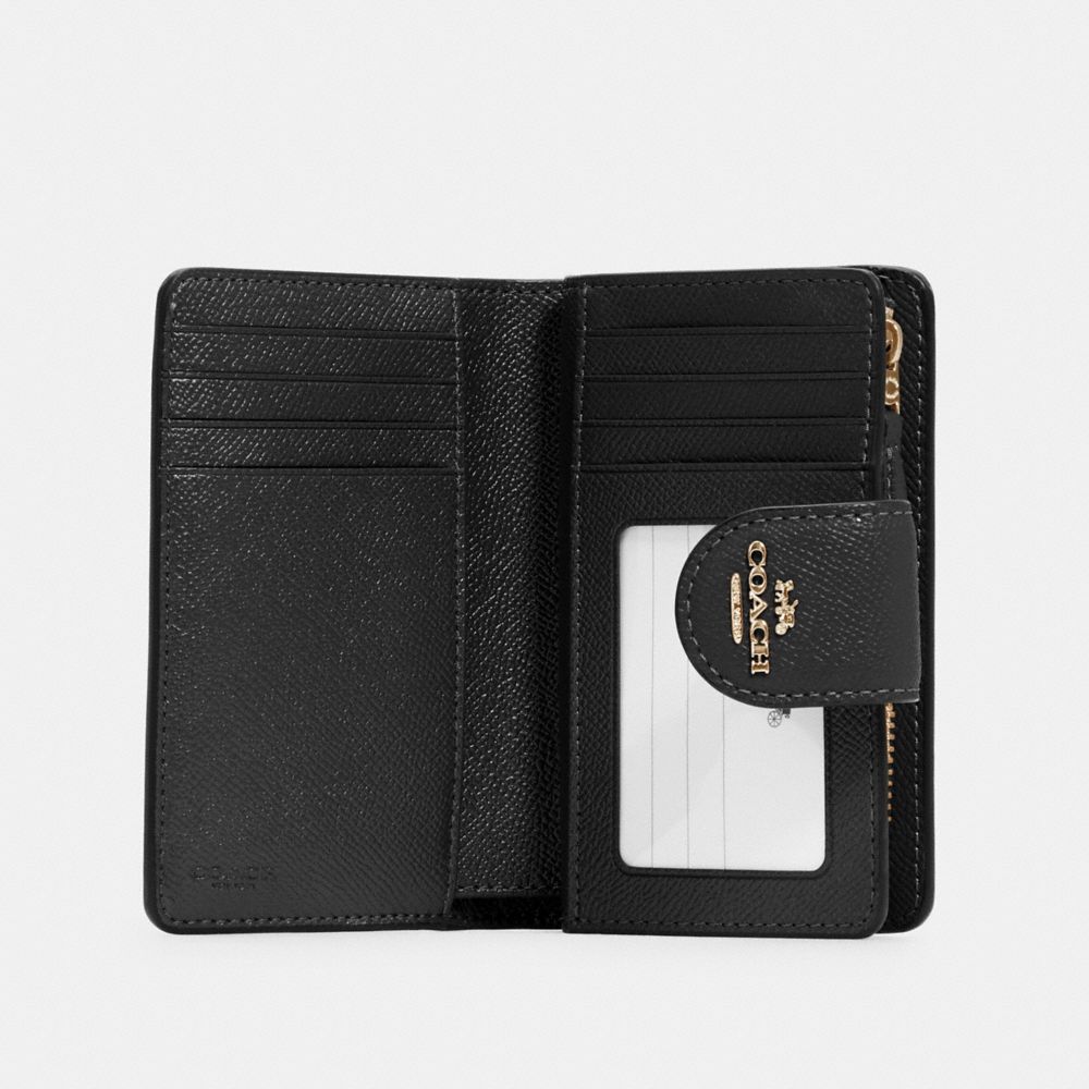 COACH®,Medium Corner Zip Wallet,Leather,Bi Fold,Casual,Black,Inside View,Top View