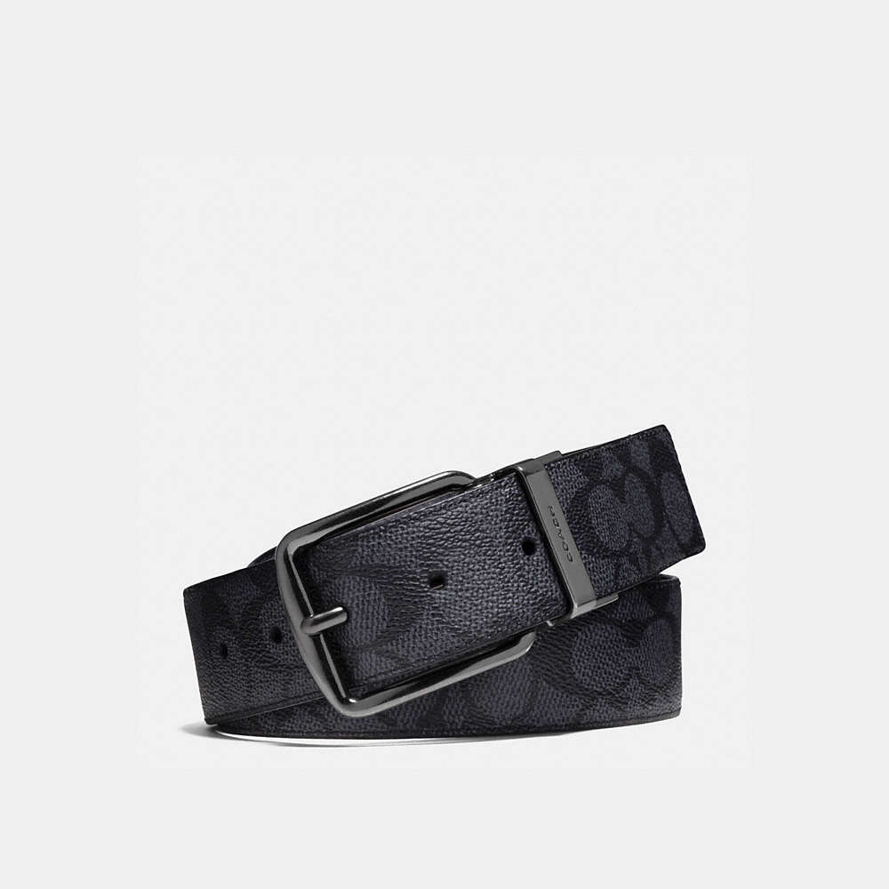 Shop Coach Harness Buckle Cut To Size Reversible Belt, 38mm In Color<lsn_delimiter>charcoal/black