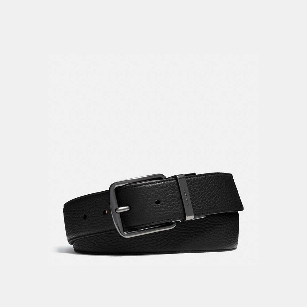 Shop Coach Harness Buckle Cut To Size Reversible Belt, 38mm In Color<lsn_delimiter>black/mahogany