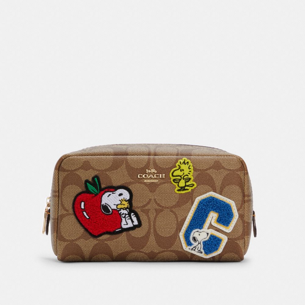 COACH® Outlet Coach X Peanuts Small Boxy Cosmetic Case In Signature