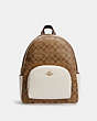 COACH®,LARGE COURT BACKPACK IN SIGNATURE CANVAS,pvc,Large,Everyday,Gold/Khaki/Chalk,Front View