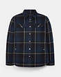 COACH®,QUILTED PLAID SHIRT JACKET,n/a,Jane Plaid Navy,Front View