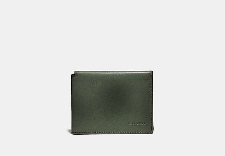 COACH®,TRIFOLD CARD WALLET,Leather,Olive,Front View