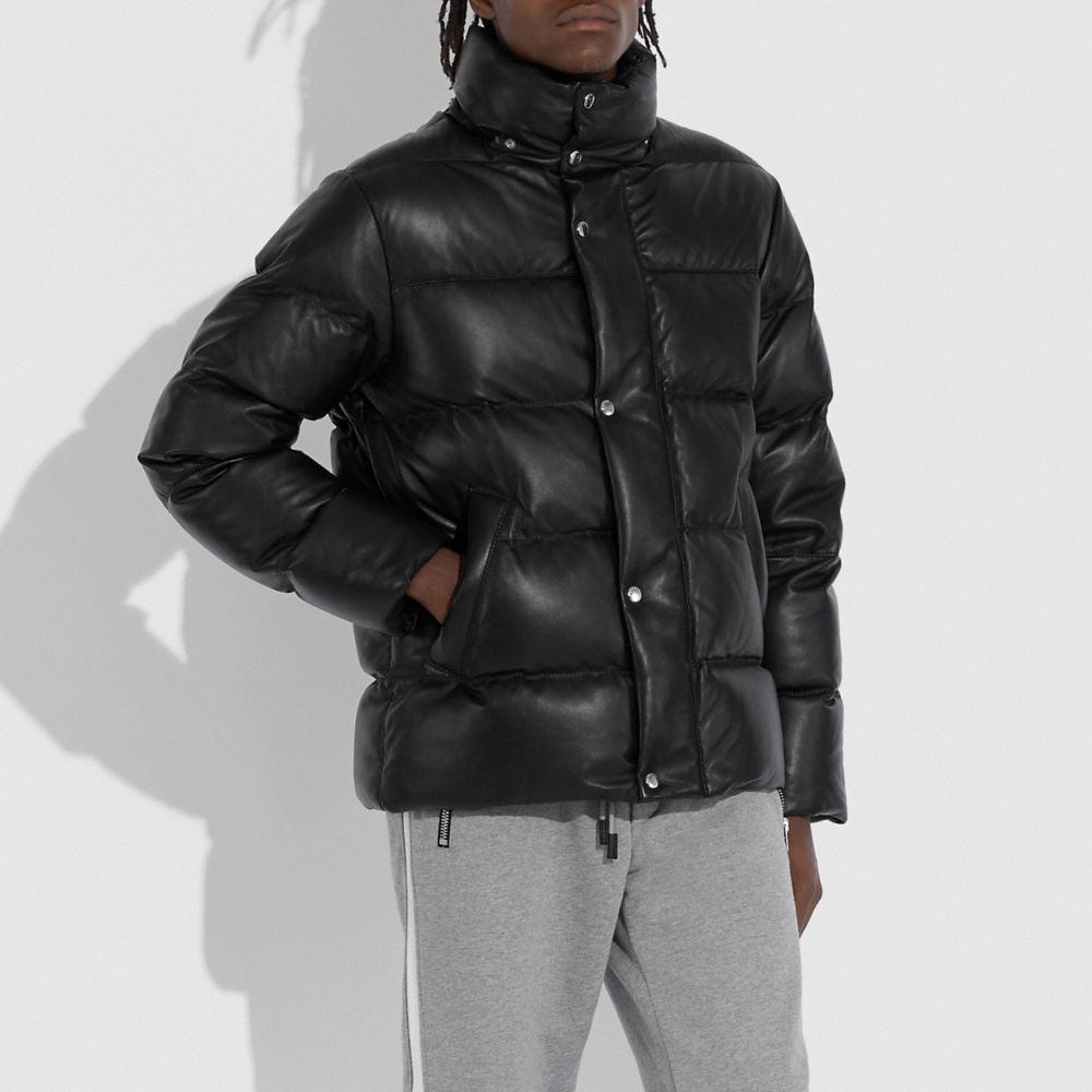 COACH®: Leather Puffer Jacket