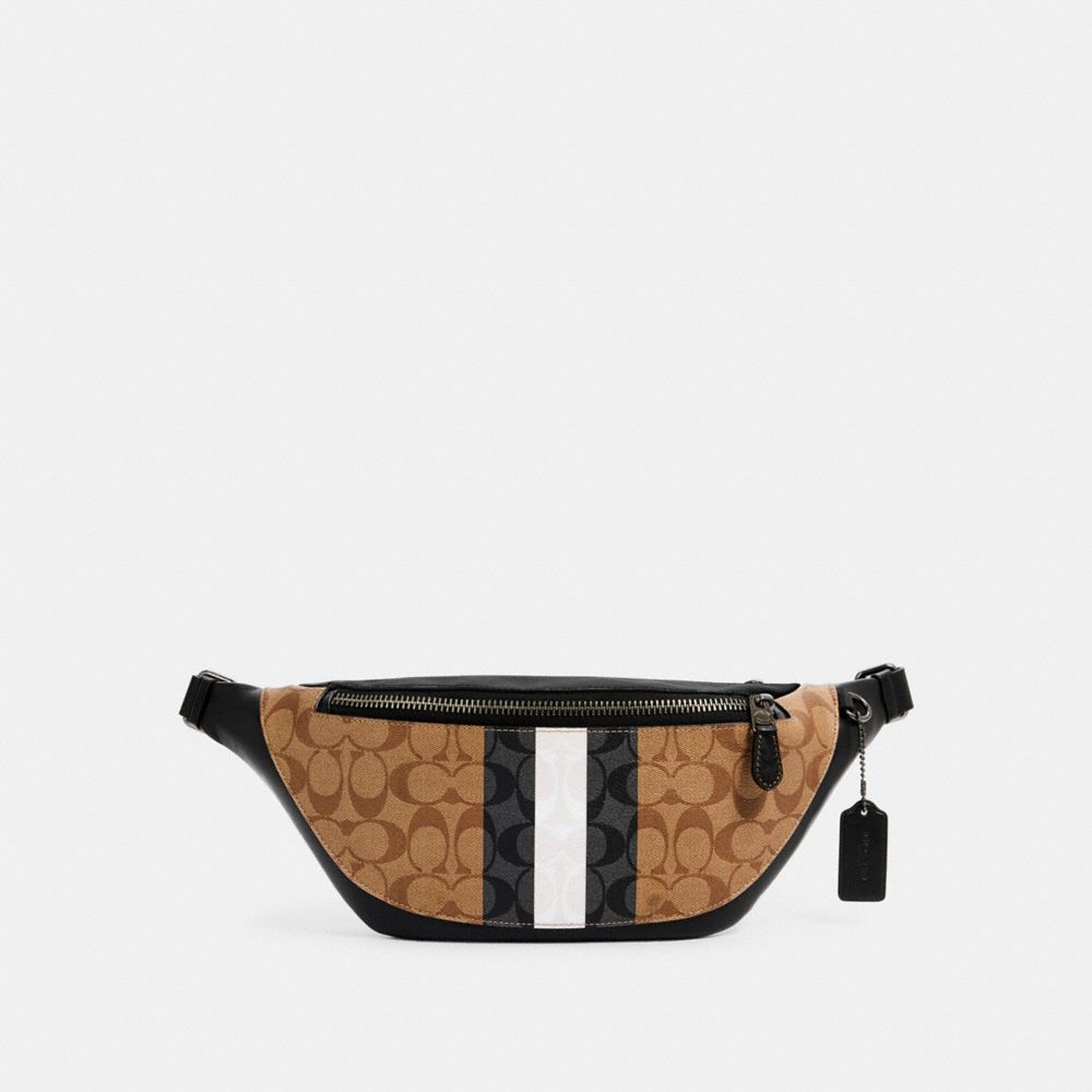 warren belt bag in signature canvas with diagonal stripe