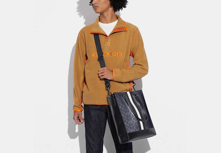 Graham Structured Tote In Blocked Signature Canvas With Varsity Stripe