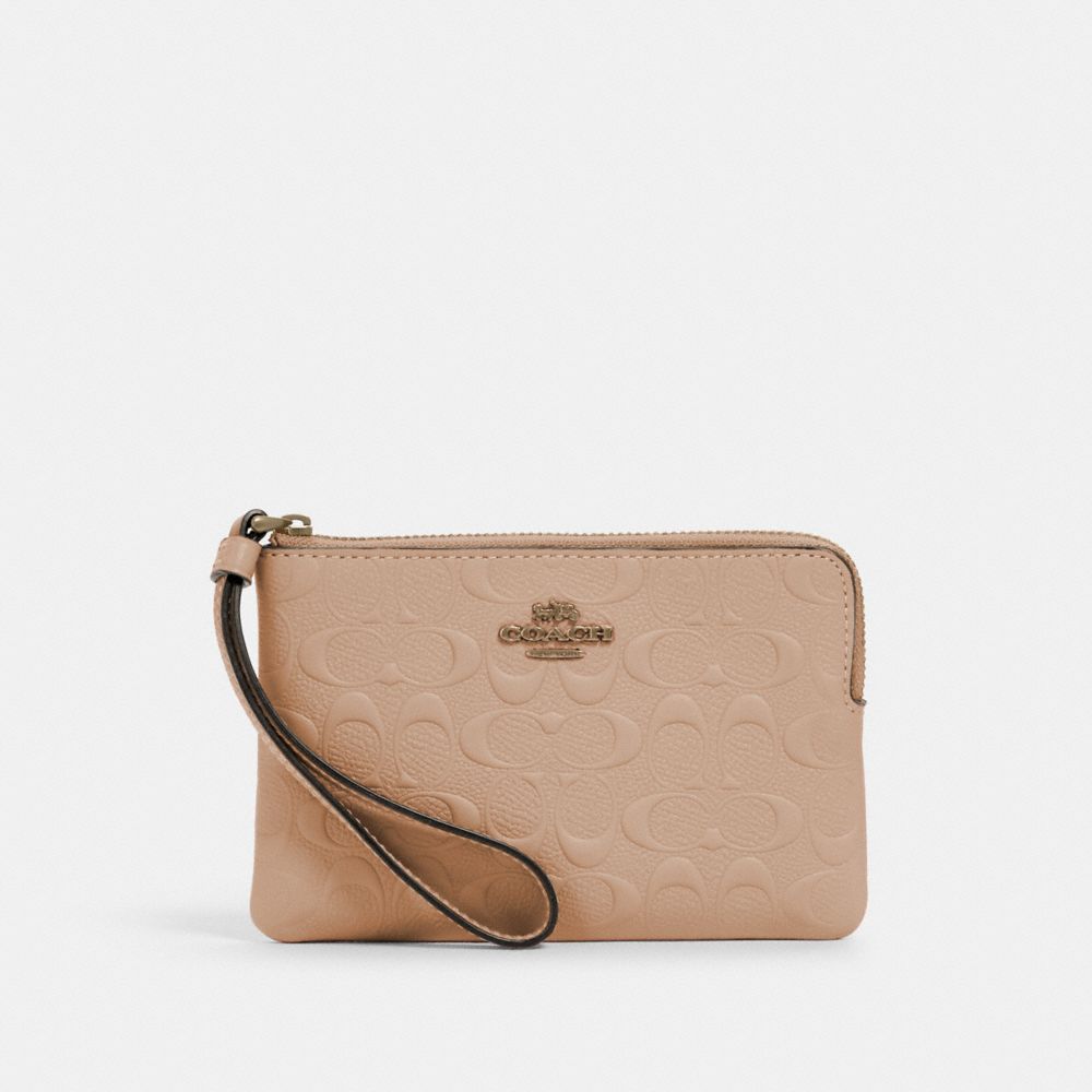 COACH® Outlet Corner Zip Wristlet In Signature Leather