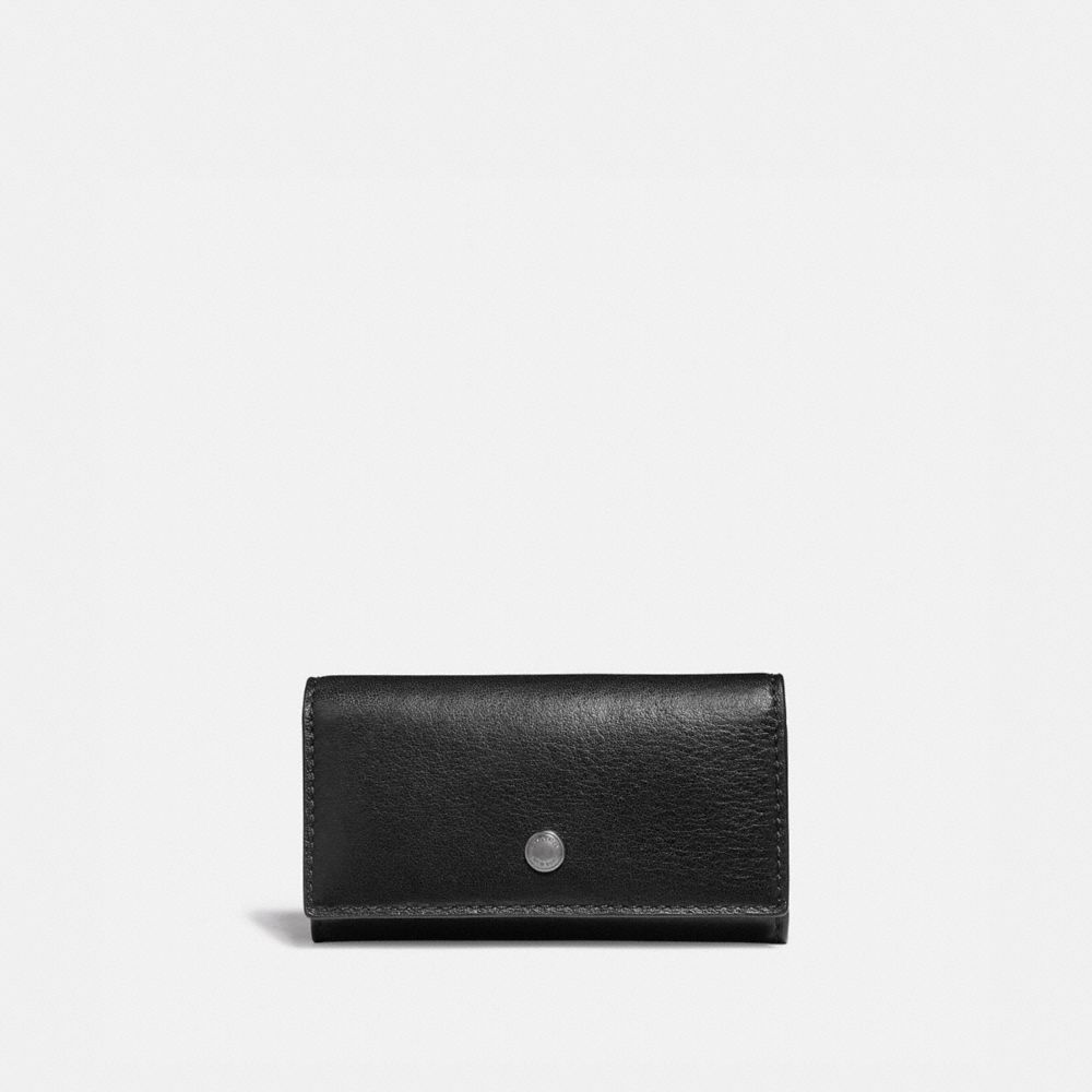 Coach Black Leather 4 Ring Key Case in Black