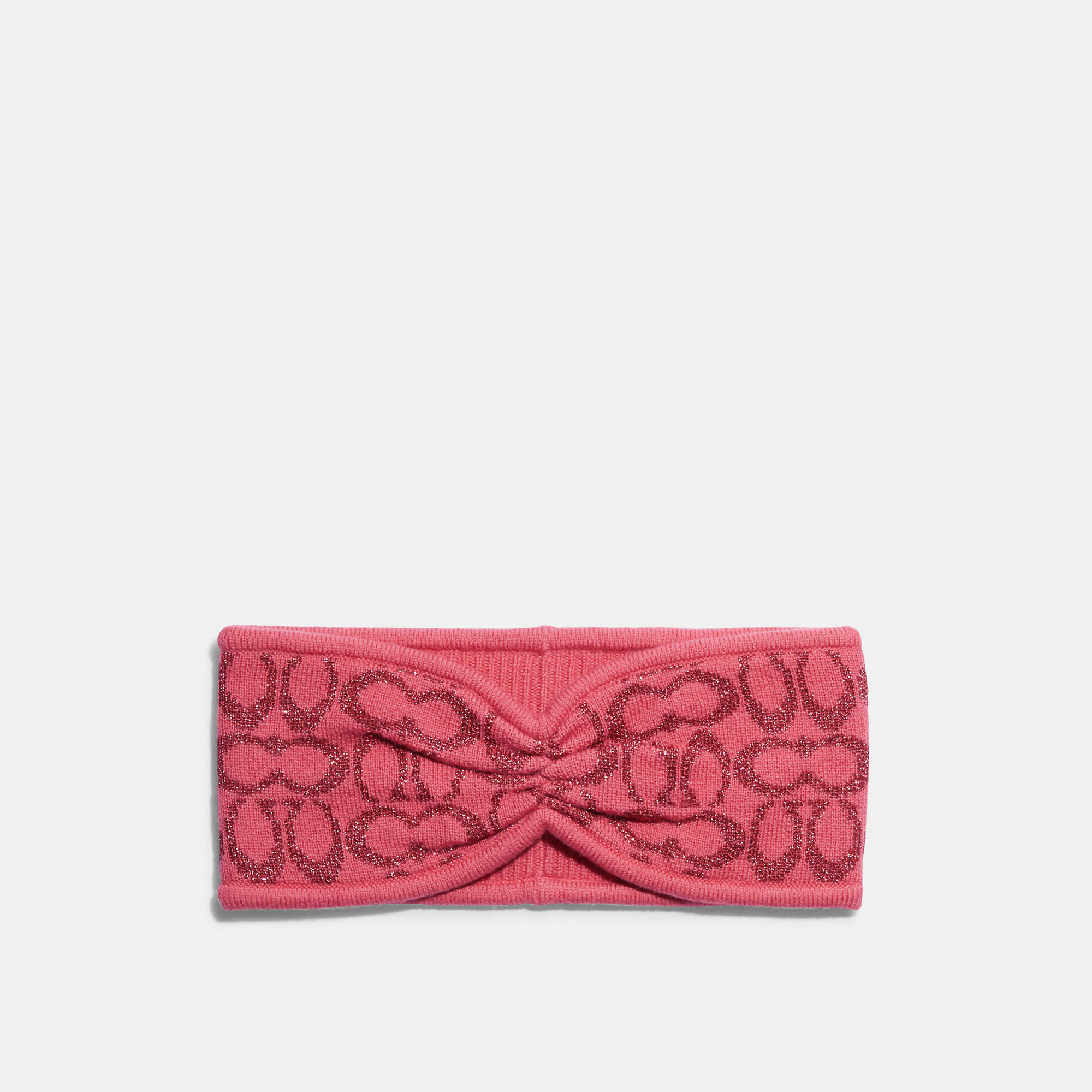 Coach Signature Knit Headband In Red