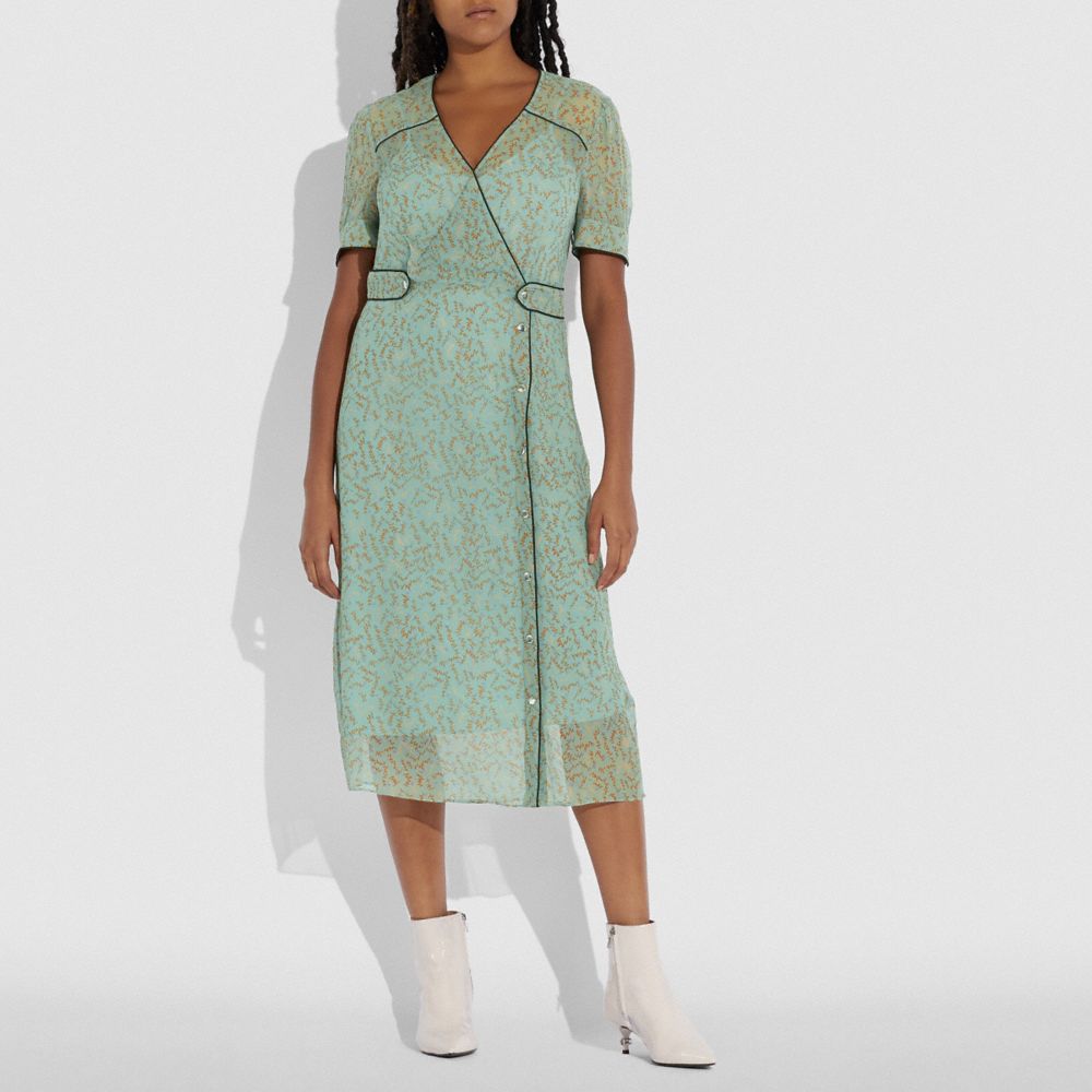 Robe longue en mousseline imprimée à col en V