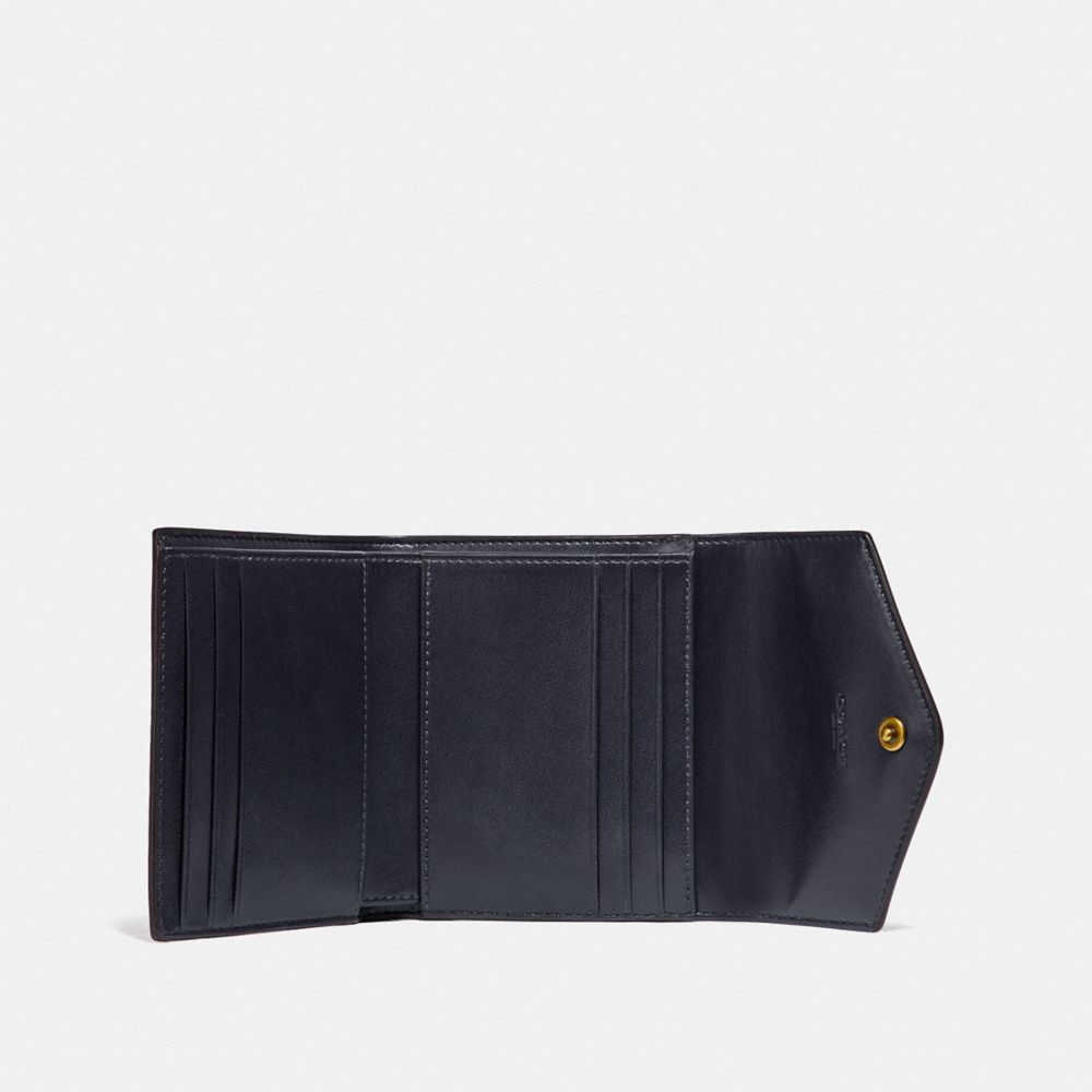 Coach Small Trifold Wallet in Signature Canvas with Colorblock Interior