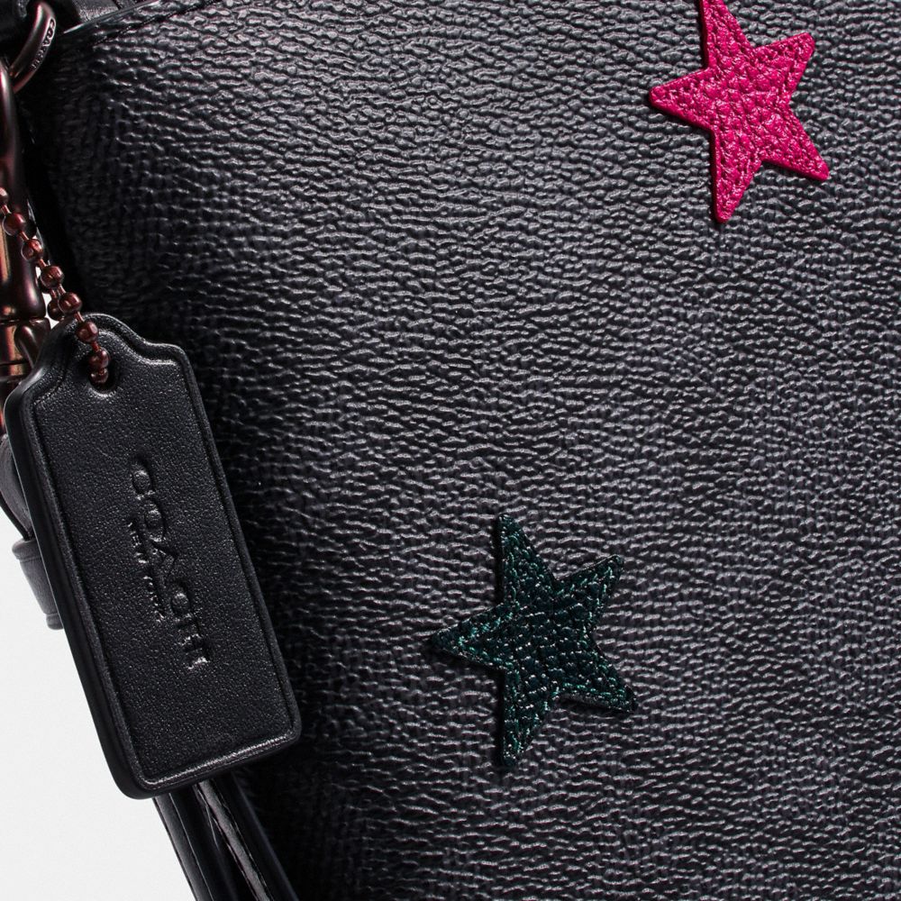 COACH Central Tote In Signature Canvas With Star Applique And Snakeskin  Detail in Black