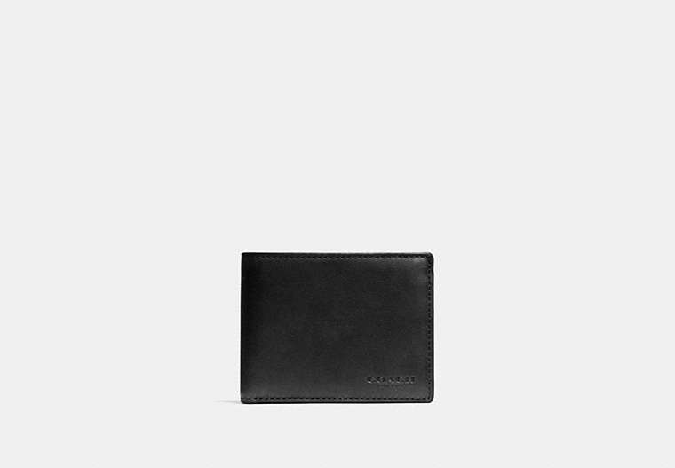 COACH®,SLIM BILLFOLD ID WALLET,Smooth Leather,Black,Front View